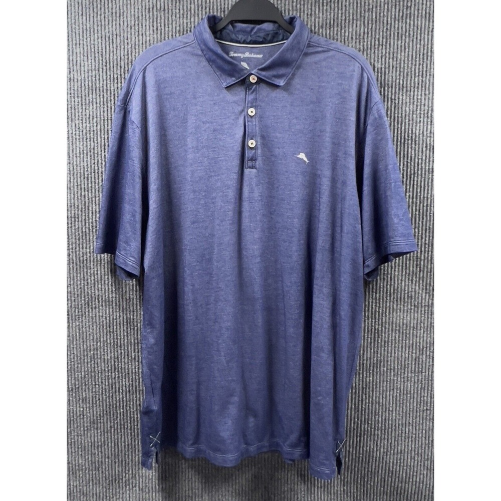 Tommy Bahama Double Eagle Spectator Polo Mens 2XL Blue Shirt Golf Beach Stretch